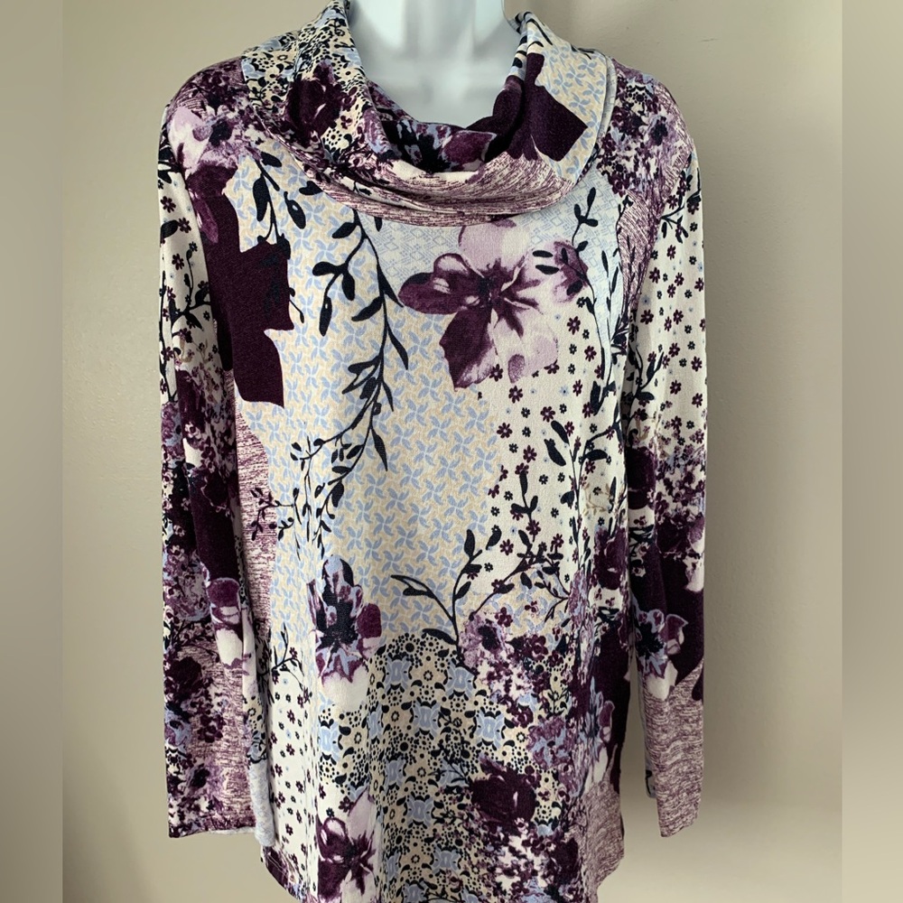 Chicos Patterned Cowl Neck Top